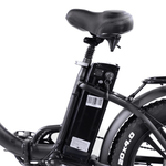 Load image into Gallery viewer, Battery and Dropper seat post of black Kristall Y20 fat tyre ebike
