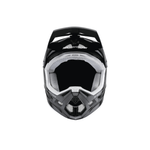 Load image into Gallery viewer, front view of a black full face helmet with white internal padding and mesh panel vents 
