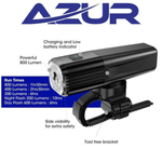 Load image into Gallery viewer, Azur USB FOCUS 800 Lumens Bike/Scooter Headlight
